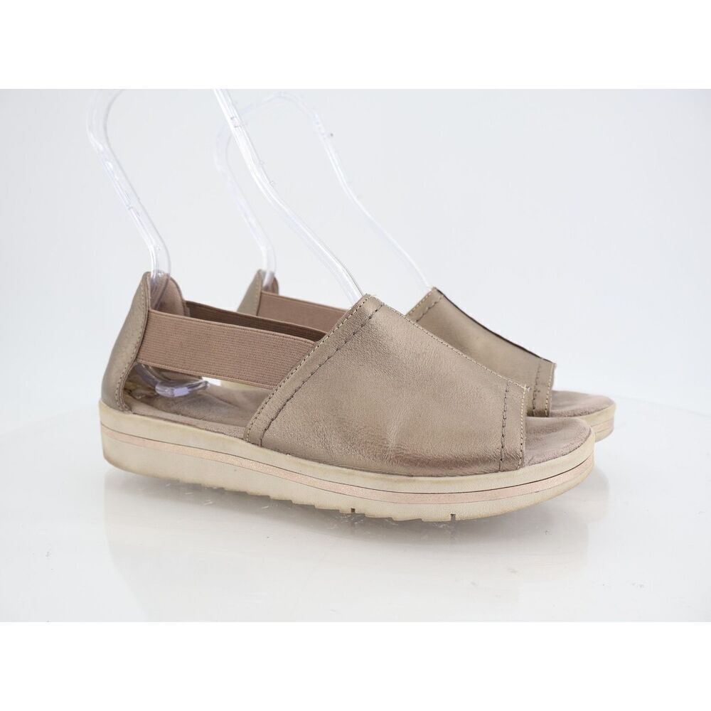 Earth Origins Sandals Women's 8 M Carley Connie Slingback Gold Leather Peep Toe